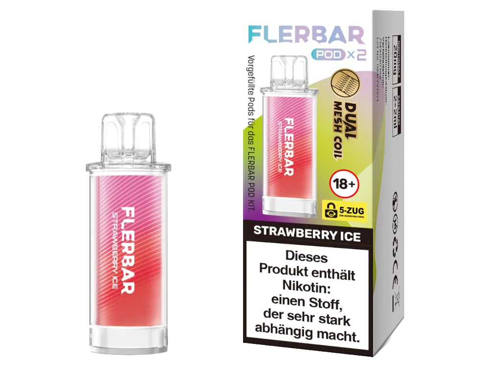 Flerbar Pod Strawberry Ice 20mg/ml Nikotinsalz 2 Stück